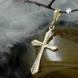 Anhänger Kreuz bicolor 375 Gold