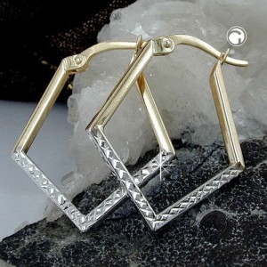 Creolen Ohrringe Gelbgold und Weißgold 375 Gold