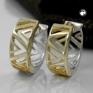 Creolen Ohrringe Gelbgold und Weißgold 375 Gold