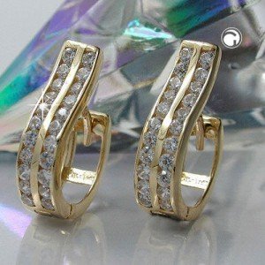 Creolen Ohrringe mit vielen Zirkonias 375 Gold