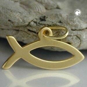 Anhänger Fisch mattiert 333 Gelbgold