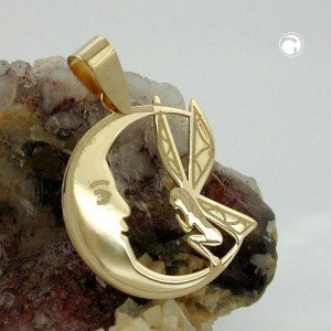 Anhänger Elfe im Mond 375 Gold