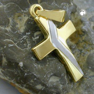 Anhänger Kreuz bicolor 585 Gold