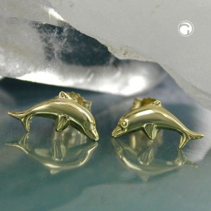 Ohrstecker Delfin glänzend 375 Gold