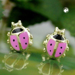 Ohrstecker Marienkäfer rosa 375 Gold
