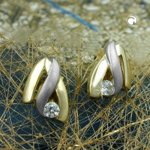 Ohrstecker bicolor mit Zirkonia 375 Gold