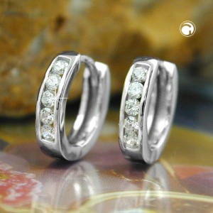Creolen Ohrringe 12x Zirkonia 375 Weißgold