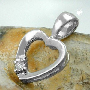 Anhänger Herz mit Diamant 585 Weißgold