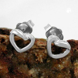 Ohrstecker Herz 585 Weißgold