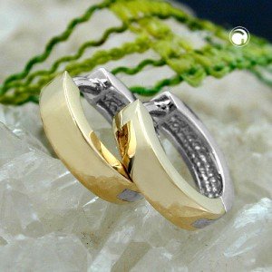 Creolen Ohrringe bicolor 585 Gelbgold