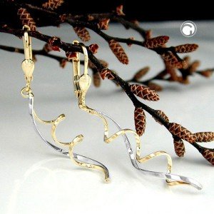 Ohrring 2 Spiralen bicolor 375 Gold