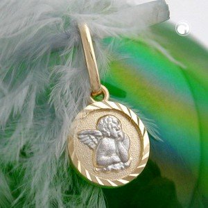 Anhänger Engelmotiv bicolor 375 Gold