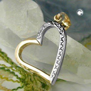 Anhänger Herz offen bicolor 375 Gelbgold