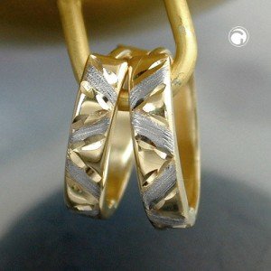 Creolen Ohrringe bicolor diamantiert 375 Gold