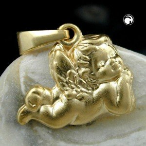 Anhänger liegender Engel matt 375 Gold