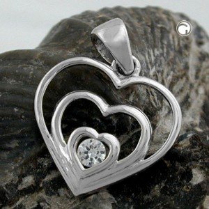 Anhänger Herz Zirkonia 375 Weißgold