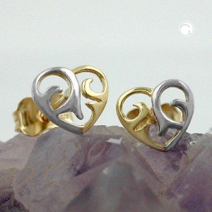 Ohrstecker Herz bicolor 375 Gold