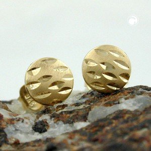 Ohrstecker matt diamantiert 375 Gold
