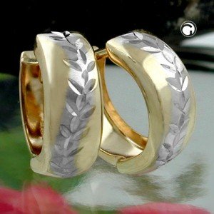 Creolen Ohrringe diamantiert bicolor 375 Gold