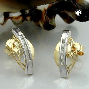 Ohrstecker bicolor Zirkonia 375 Gold