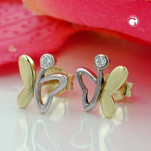 Ohrstecker Schmetterling 375 Gelbgold