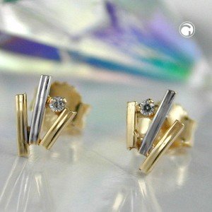 Ohrstecker bicolor Zirkonia 375 Gold
