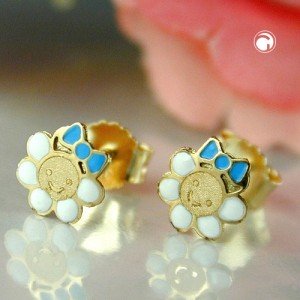 Ohrstecker Blume mit Gesicht 375 Gold