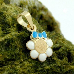 Anhänger Blume mit Gesicht 375 Gold