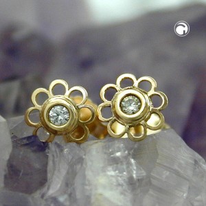 Ohrstecker Blume Zirkonia 375 Gold