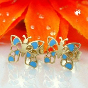 Ohrstecker Schmetterling blau 375 Gold