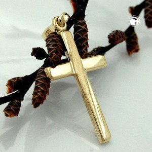 Anhänger Kreuz matt-diamantiert 375 Gold