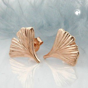 Ohrstecker 12mm Ginkgoblatt 375 Rotgold