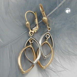 Ohrring 2 Ovale bicolor 375 Gelbgold