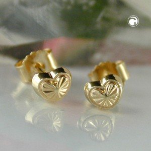 Ohrstecker Herz mit Muster 375 Gold