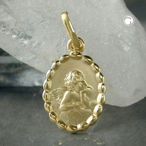 Anhänger Engel oval 375 Gelbgold