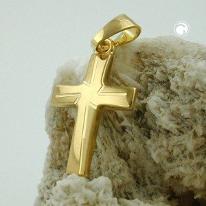 Anhänger Kreuz matt-diamantiert 375 Gold