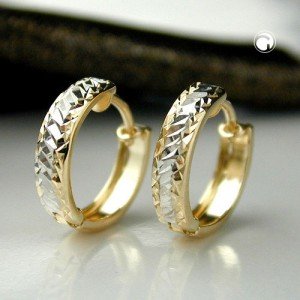 Creolen Ohrringe bicolor 375 Gelbgold