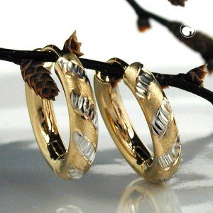 Creolen Ohrringe rund diamantiert 375 Gold