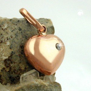 Anhänger Herz mit Zirkonia 375 Rotgold