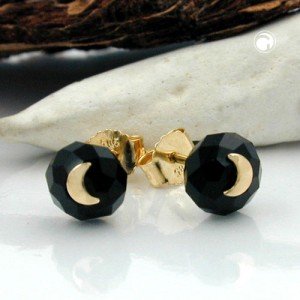 Ohrstecker Glas-schwarz Mond 585 Gold