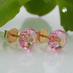 Ohrstecker Glas-rosa-pink Stern 585 Gold