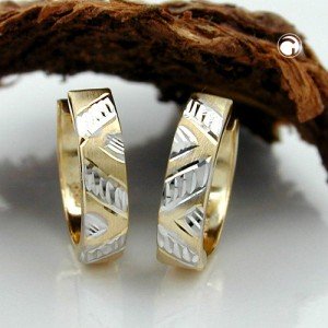 Creolen Ohrringe Klappscharnier bicolor 585 Gold