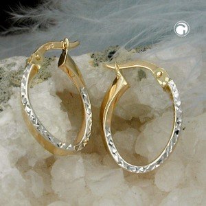 Creolen Ohrringe bicolor diamantiert 375 Gold