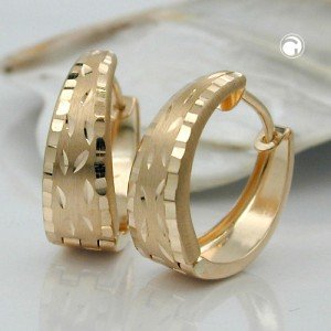 Creolen Ohrringe oval matt-glänzend 375 Gold