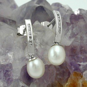 Ohrstecker mit Perle Weißgold 375 Gold