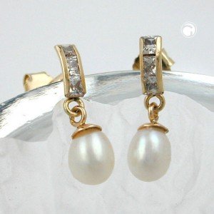 Ohrstecker mit Perle Zirkonia 375 Gold