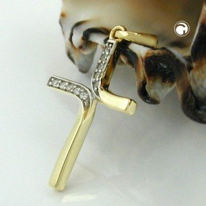 Anhänger Kreuz bicolor 375 Gold