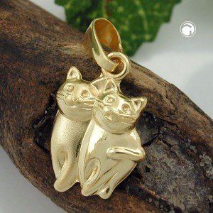 Anhänger Katzen matt-glänzend 375 Gold