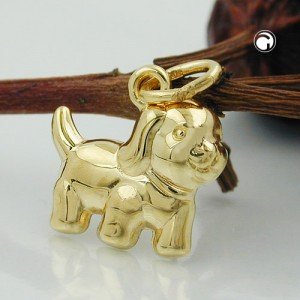 Anhänger Hund matt-glänzend 375 Gold