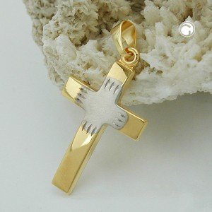 Anhänger Kreuz bicolor 375 Gold
